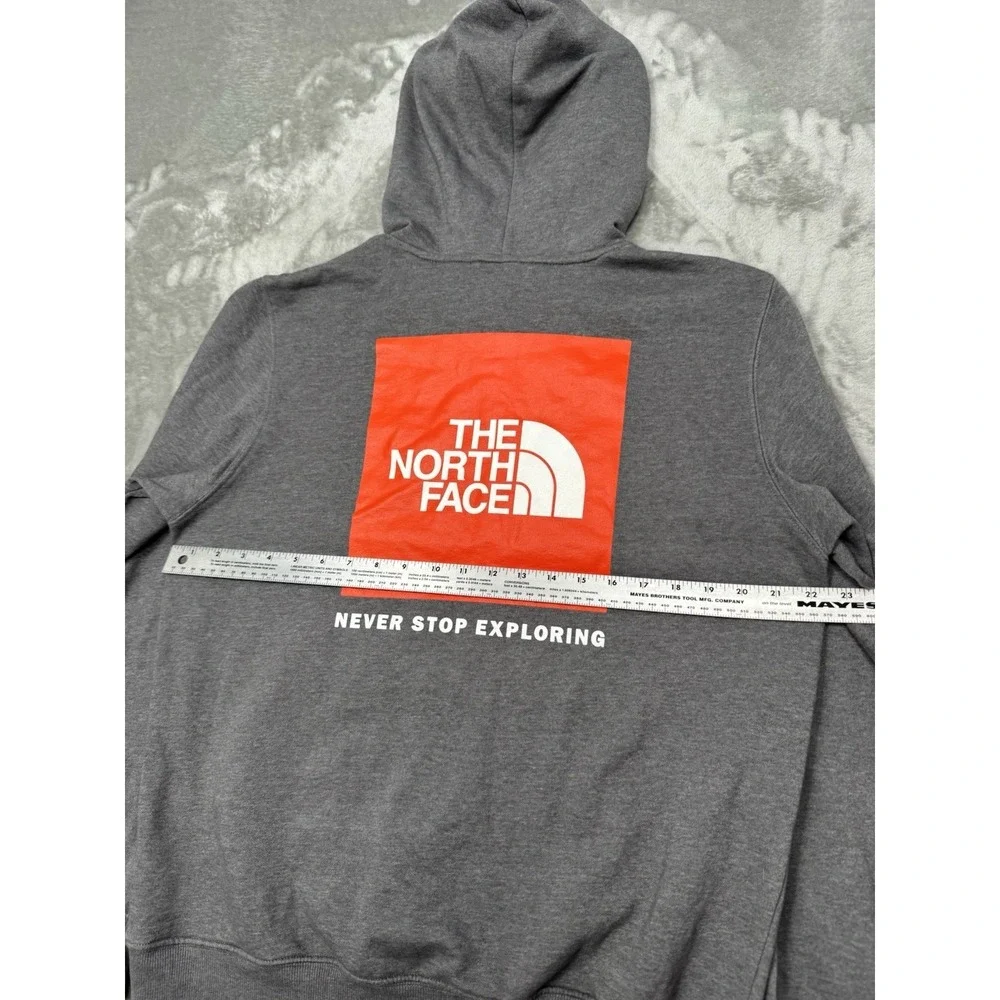 North Face Hoodie Sweatshirt Mens Medium Gray Graphic Pullover Trail Hiking Logo